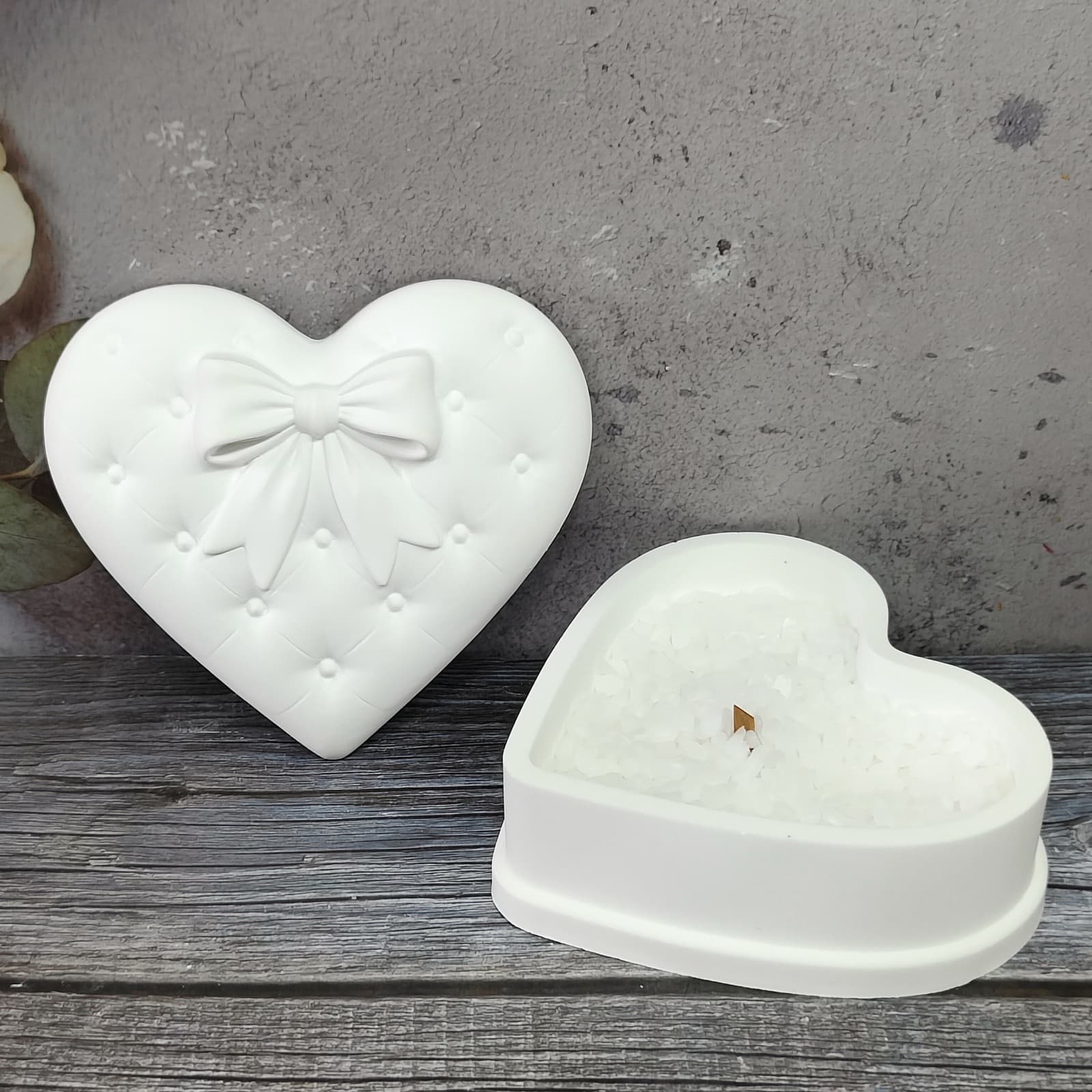 S2903+S2904 Heart Gift Box Storage & Decorative Cement Plaster Mold DIY Silicone Mold