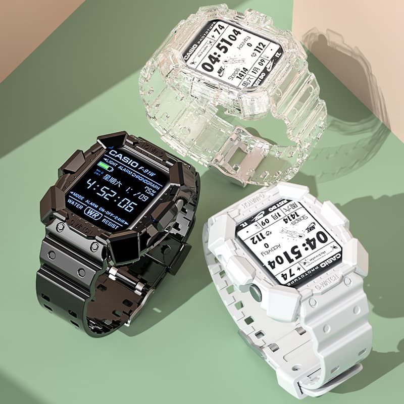 New Model Suitable for Apple S11 Watch Watch765 Strap Glacier Transparent Frosted Anti-Drop Military Integrated Strap