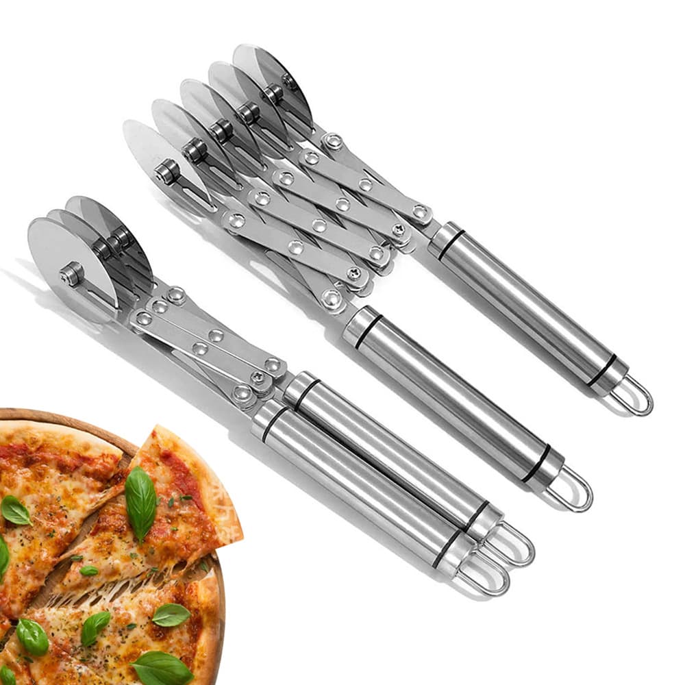 Extendable stainless steel pizza cutter, Danish pastry cutter, dough stick cutter, baking tool