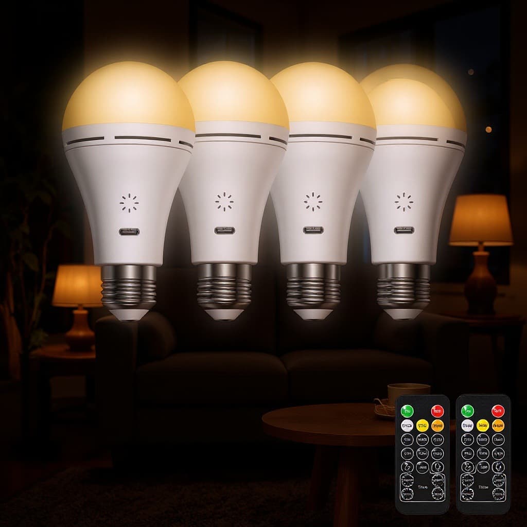 USB rechargeable light bulb E26 lamp head 3 color temperature adjustable power outage emergency light bulb outdoor portable camping light