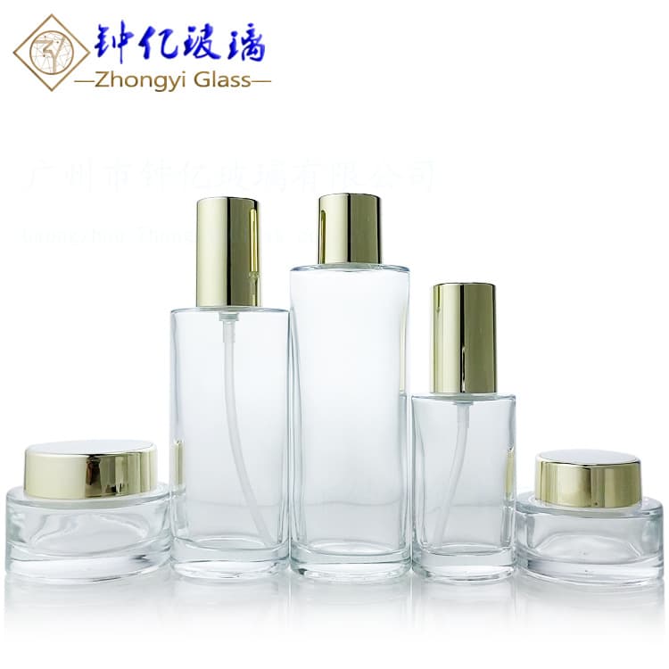Spot oval bottle 30g100ml cosmetic set bottle press lotion pump sub-bottling cream glass bottle packaging