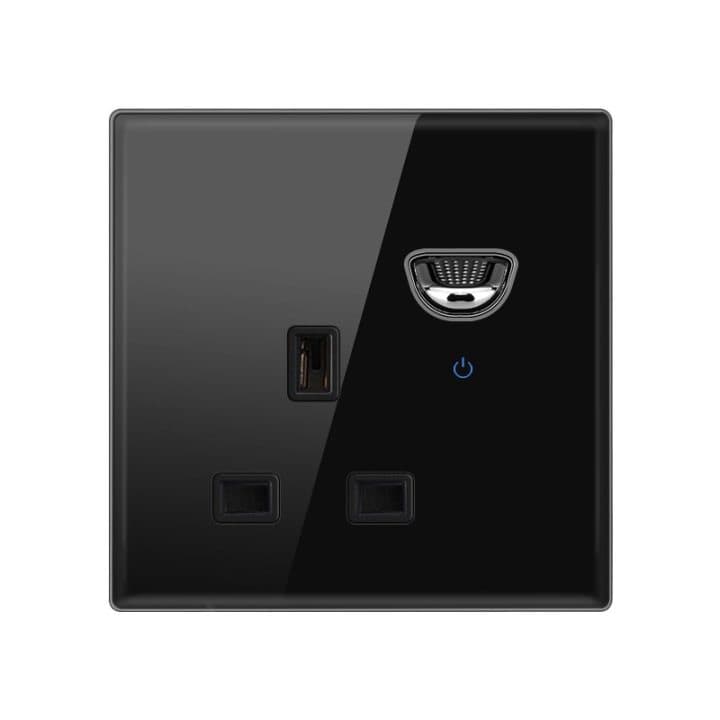 Cross-border Trade Glass Smiley Face Switch Socket 13A UK Type for Hong Kong, Macau, Singapore Universal USB + Type-C Switch