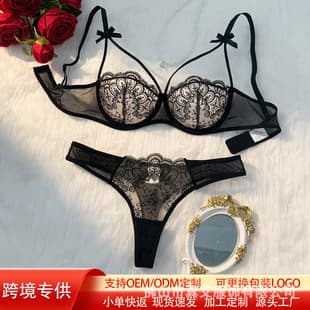 Cross-border Supply Sexy Lingerie Set for Women, Transparent Mesh Three-Point Push-Up Bra Set, Pure Desire Style 57