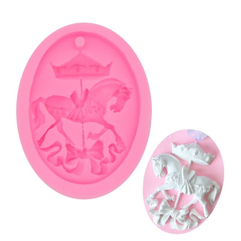 Carousel Unicorn Perforated Plaster Aromatherapy Wax Sheet DIY Resin Stone Mold Fondant Silicone Mold