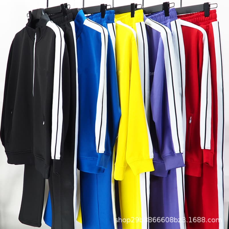 Correct Version Plam Palm Angel Unisex Striped Sports Zip-Up Jacket Two-Piece Set Trendy Brand Set with Long Pants