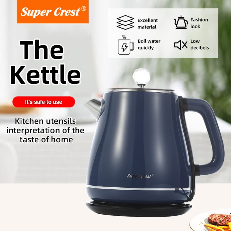 New Model Household Retro Large Capacity Electric Kettle 2L, Double-Layer Anti-Scald Stainless Steel Auto Shut-Off Boiling Kettle, Wholesale