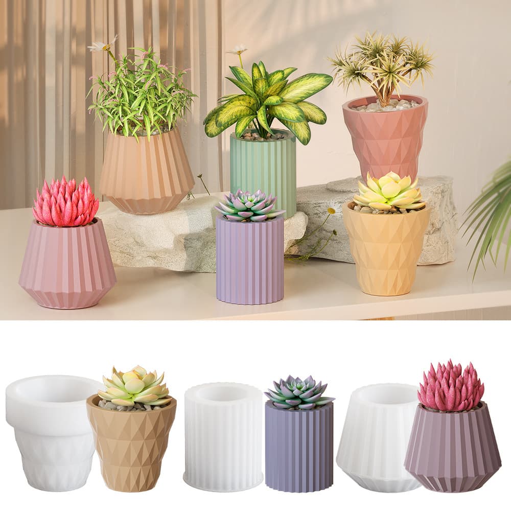 Yumeiren DIY Crystal Epoxy Resin Plaster Flower Pot Storage Box Silicone Mold Succulent Planter Flower Vessel