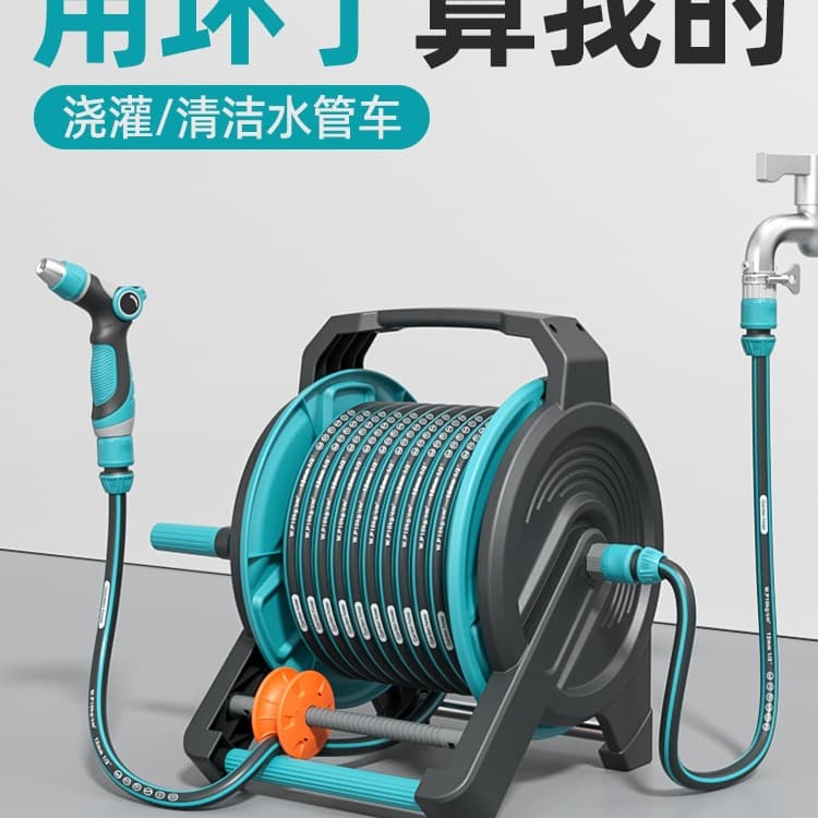 Water Hose for Watering Flowers and Car Washing, Connects to Faucet, Household High-Pressure Frost-Proof Hose, 1/2 inch Automatic Storage Reel