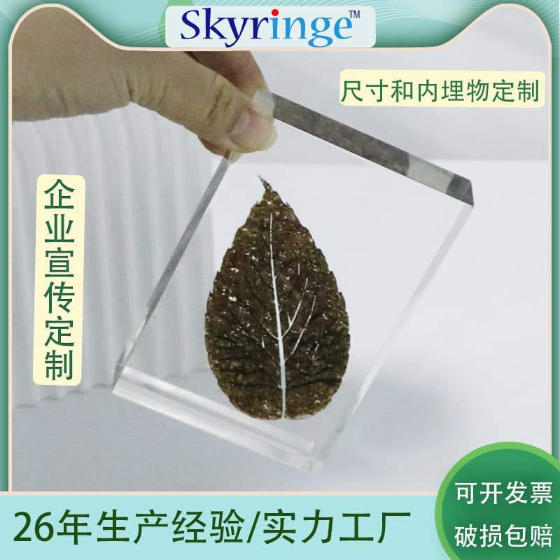 Corporate Image Product Embedded Resin Encased Real Specimen Inlaid Amber Real Flower Insect Promotion Custom Gift