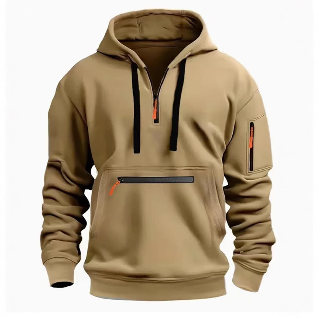 Cross-border Men's New Hoodie with Zip Arm Long Sleeve Pullover Trendy Hooded Sweatshirt Ins Fashion Skids