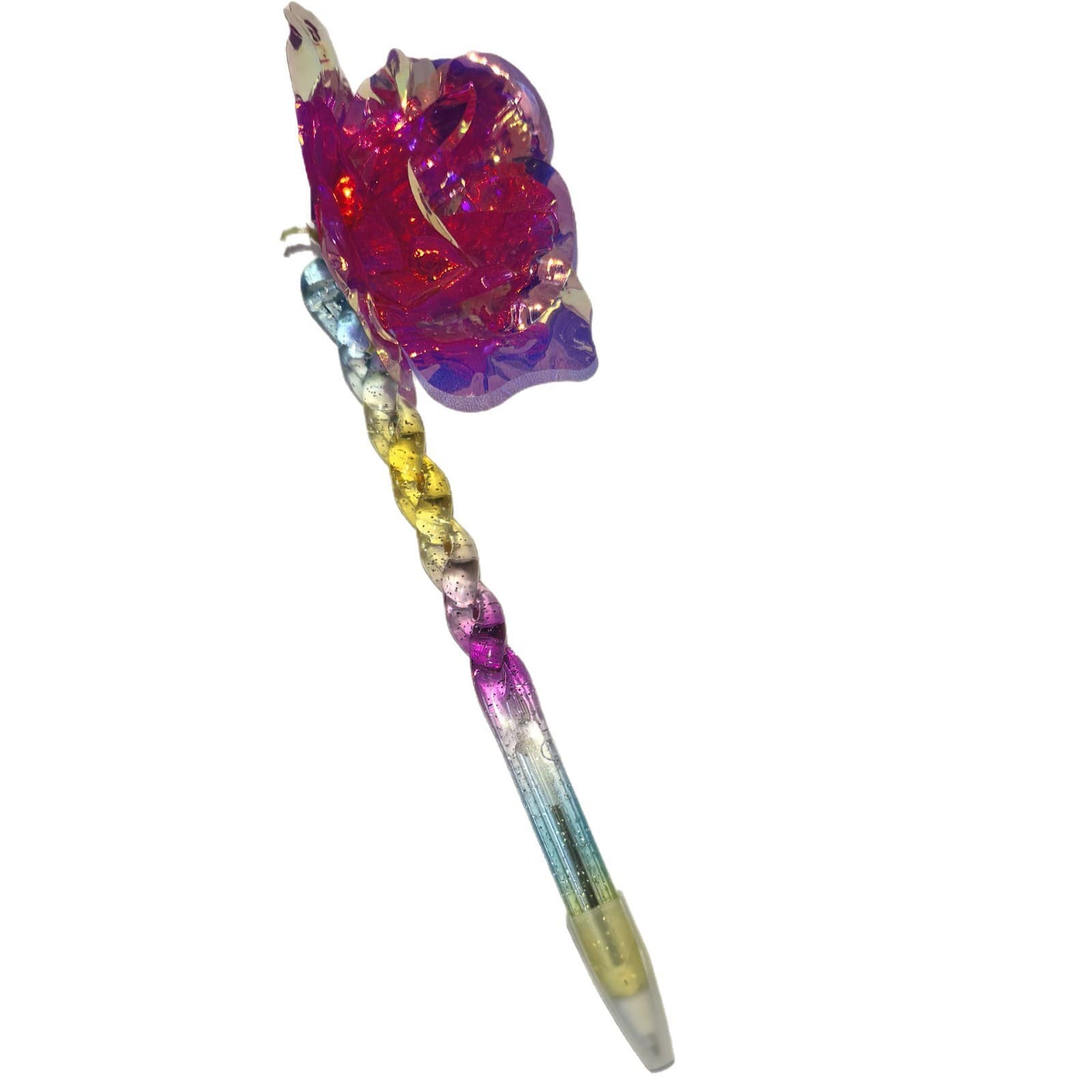 Crystal Clear Flower Embedded in Floral Sunset Poetic Penetrating Pen Stone Pen Crystal Pen Diamond Pen Inlay Pen