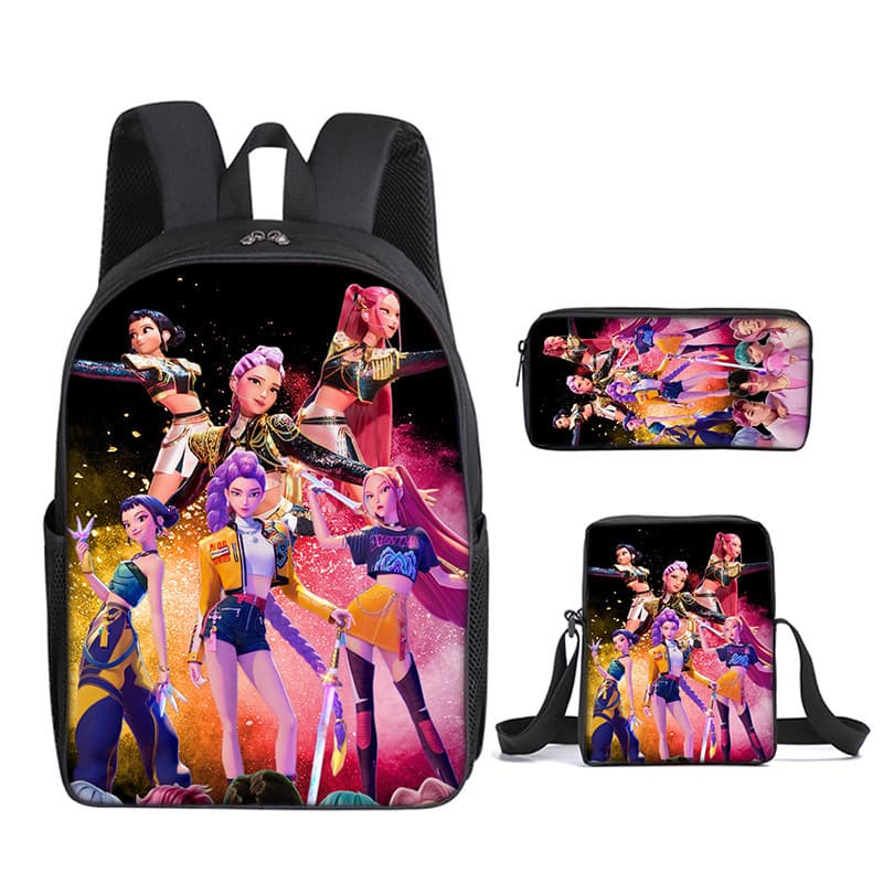 K-Pop Demon Hunters three-piece elementary school student backpack, shoulder bag, pencil case