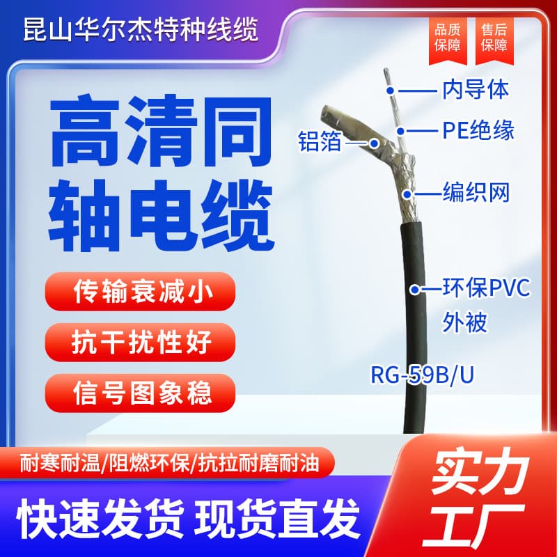 Custom high-definition coaxial cable RG-59B/U surveillance video line, coaxial analog signal line, RF line, shielded wire