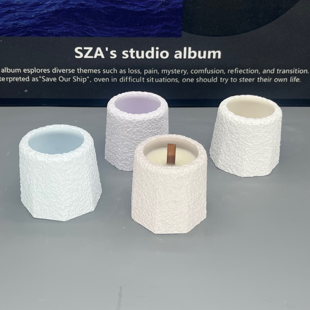 European simple ins style hexagonal diamond aromatherapy plaster candle cup plaster storage jar candlestick fragrance ornaments