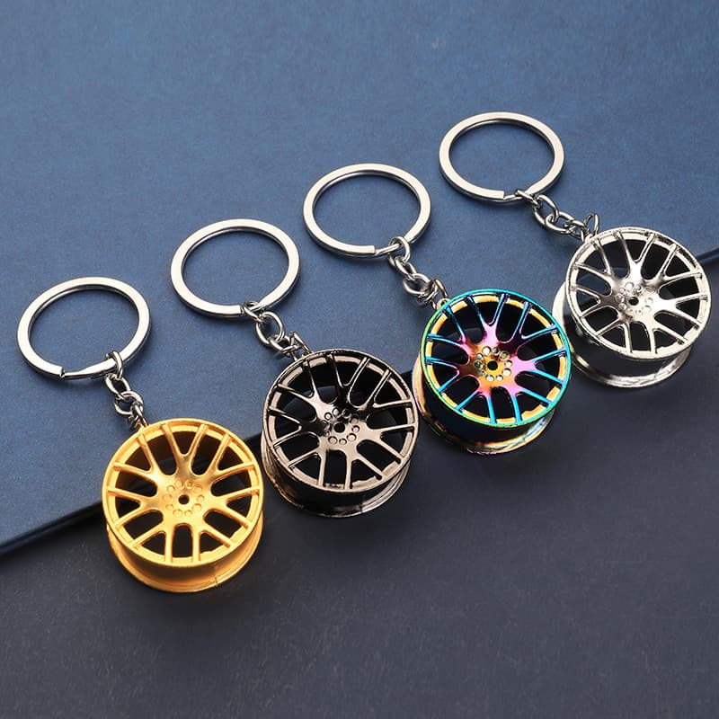 Factory Direct Sales of Cross-Border Car Modification Accessories, Small Gifts, Men's Metal Wheel Hub Pendants, Wholesale Wheel Hub Keychains