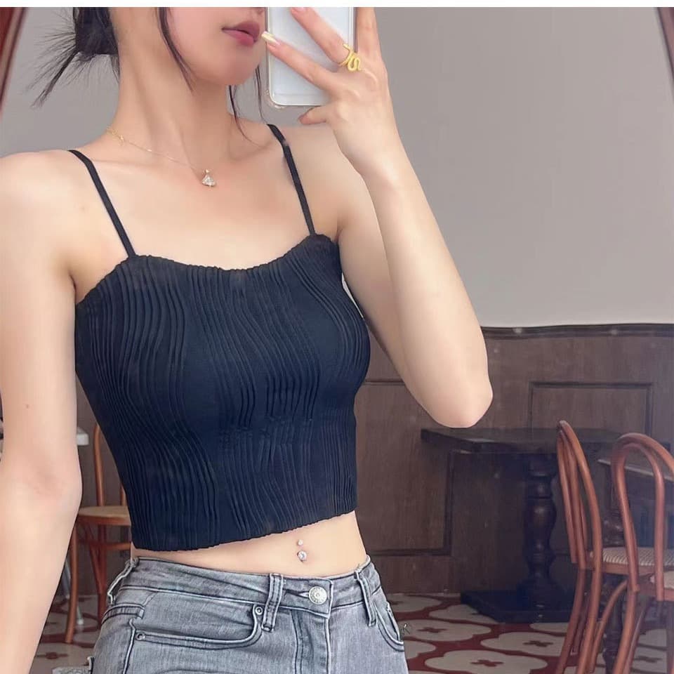 Spring/Summer Camisole Vest for Women with Built-in Pads, Suit Inner Wear, High Stretch, Mid-Length, Trendy, Sleeveless Top