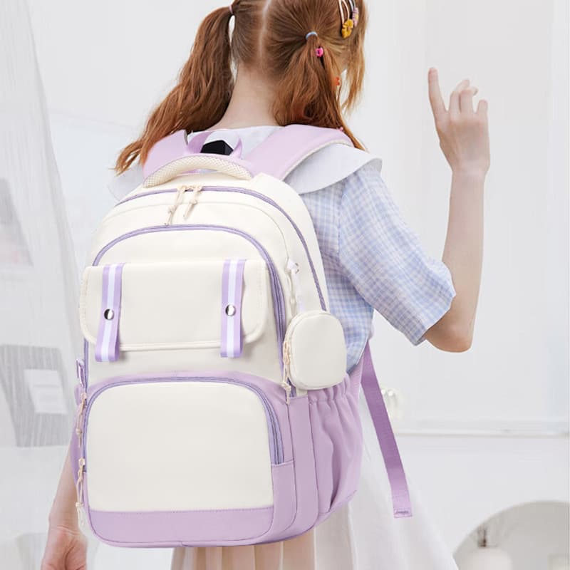 New Student Backpack for Elementary and Middle School, Lightweight, Load-Reducing, Ins-Style, Large-Capacity, Suitable for Grades 6 and Up
