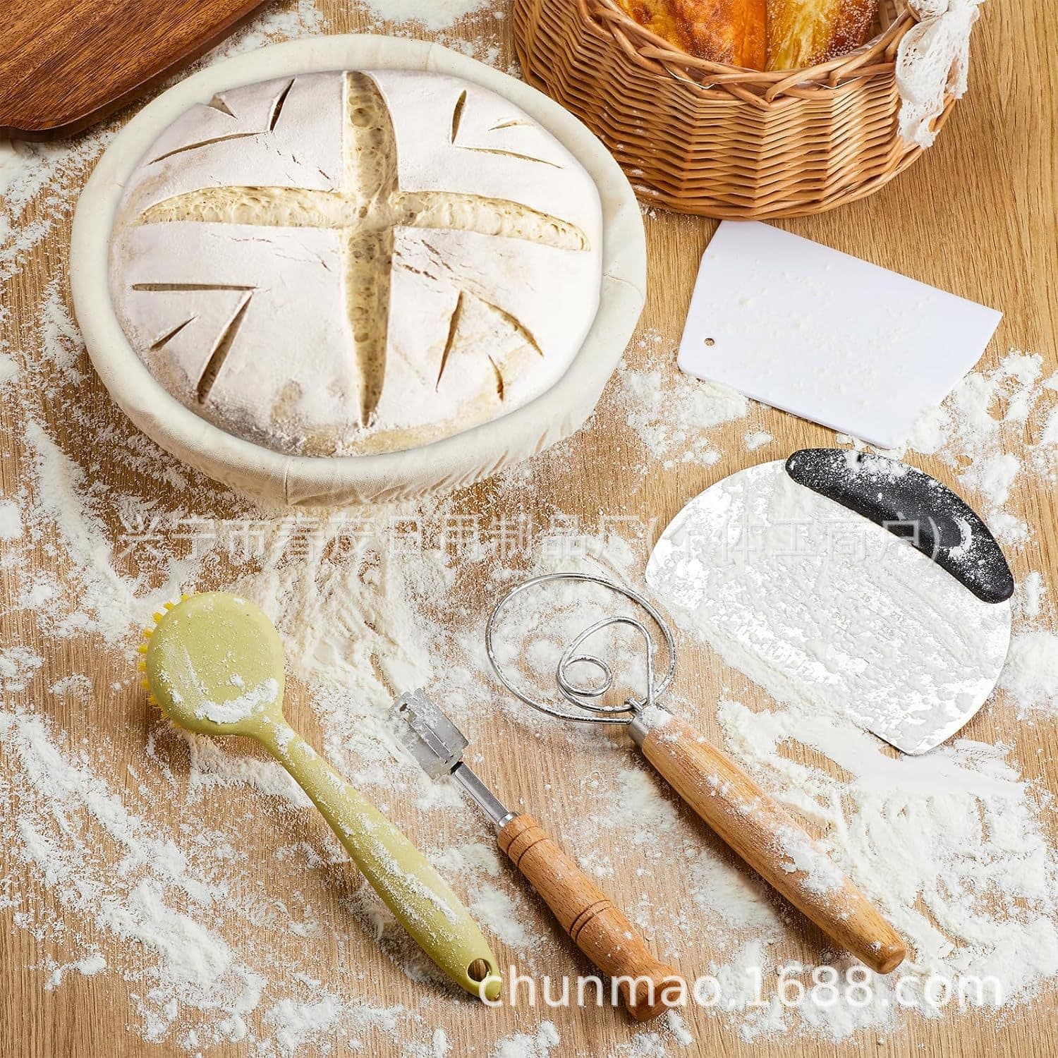 European-style Rattan Bread Basket French-style Basket Dough Scraper Flour Duster Shaping Knife Dough Cutter Proofing Bottle Oil Brush Silicone Mat