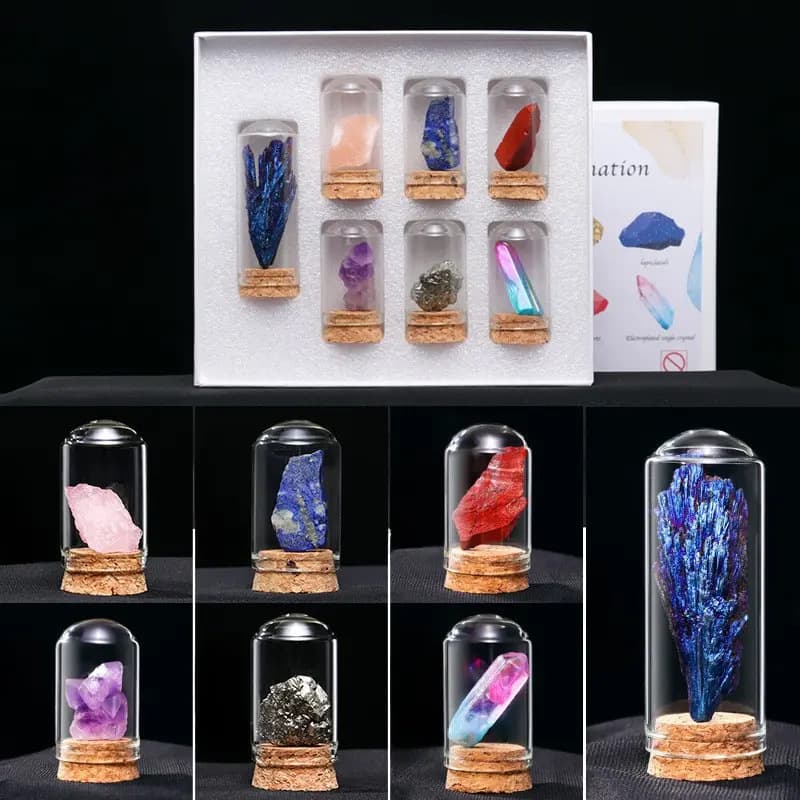 Natural crystal rough stone set gift box ore specimen collection ornaments colorful gemstone children's science teaching gift