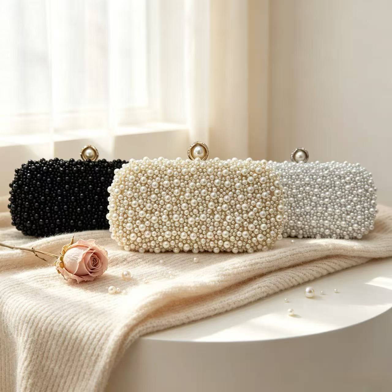 Cross-border Women's Evening Bag, Vintage Pearl Cheongsam Clutch for Cocktail Party, Banquet, Evening Gown