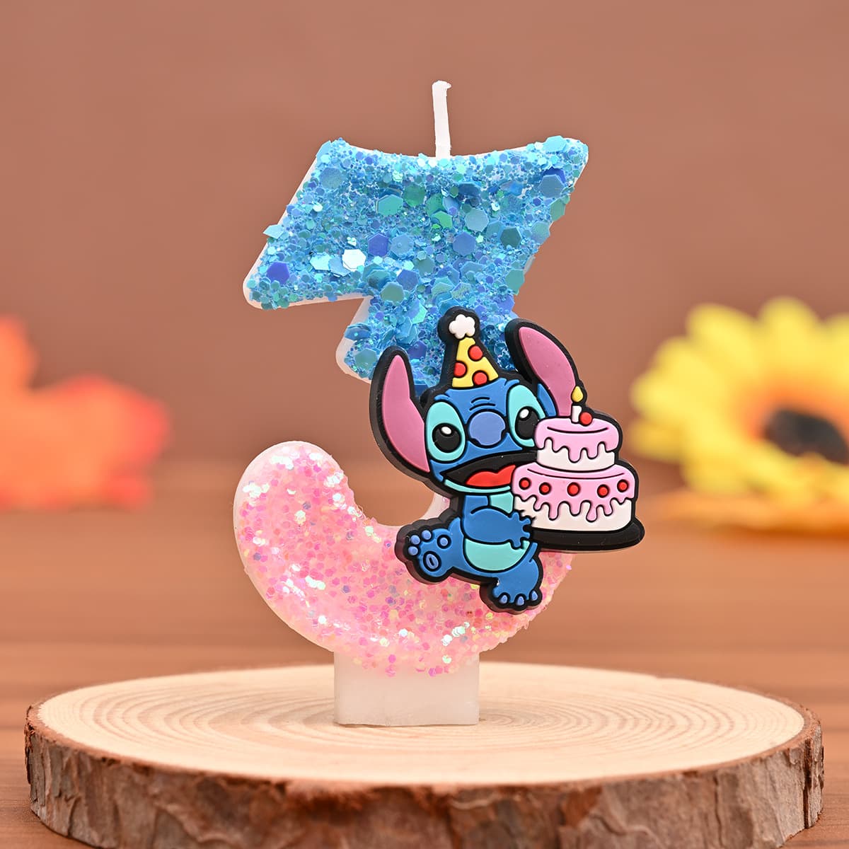Cross-Border Stitch Prince Digital Candle New Super Glitter Birthday Cake Plug-In Festive Atmosphere