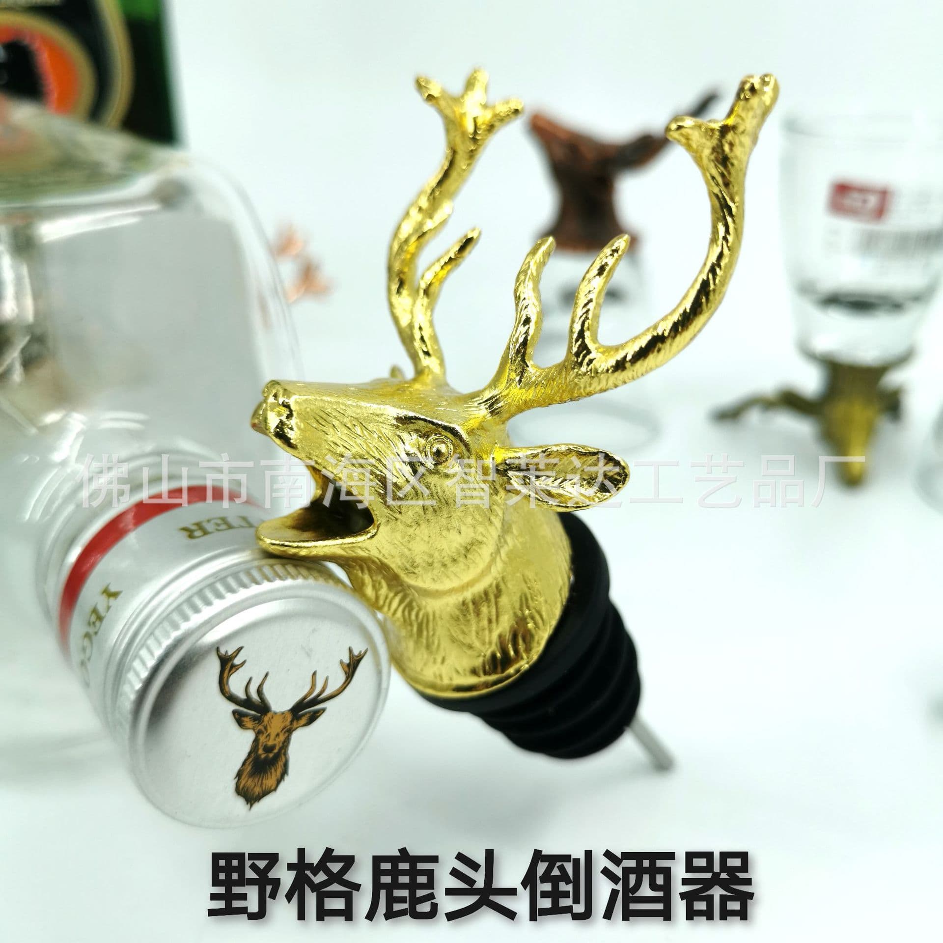 Jagermeister deer head wine pourer deer head wine spout 304 stainless steel wine spout wine set professional fancy cocktail mixer