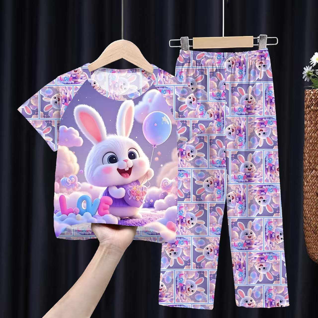 Southeast Asia Wholesale Summer Kids Homewear Set Short Sleeve Long Pants Thin Style Boys Girls Baby Air Conditioning Homewear