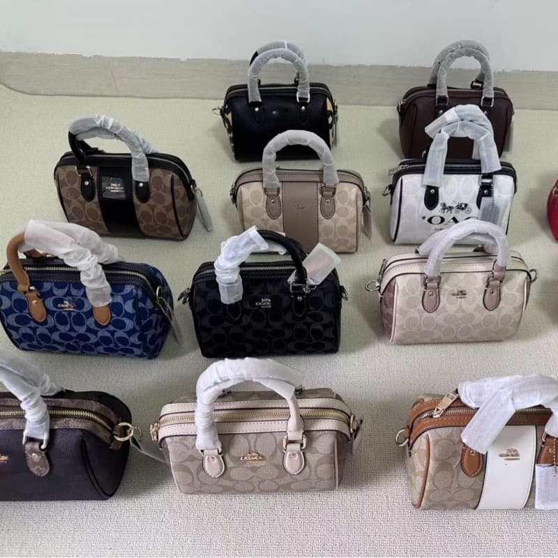 Coach New Rowan Boston Classic Monogram Mini Handbag Pillow Bag Fashionable Shoulder Crossbody Bag