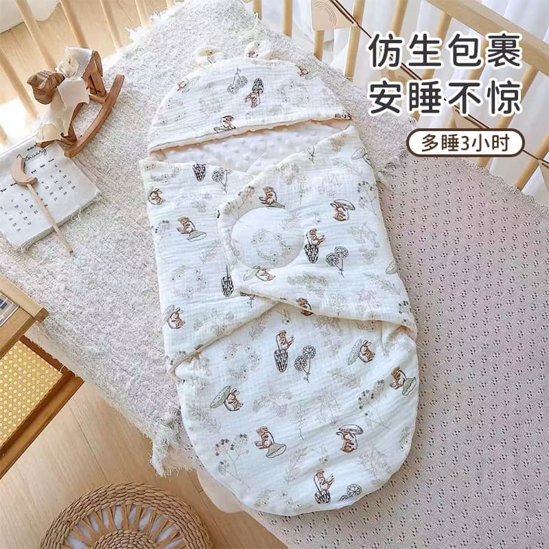 Swaddling Blanket for Newborns, Pure Cotton Gauze Carry Wrap, Thickened Cotton-Padded Winter Swaddle with Windproof Design for Delivery Room