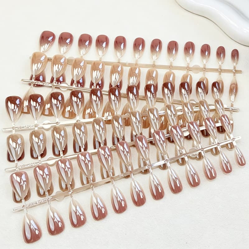 Cross-border Hot Selling Handmade Wearable Nail Tips Semi-finished Products Aurora Icy Translucent Gradient Hand Sprayed Fake Nails Wholesale
