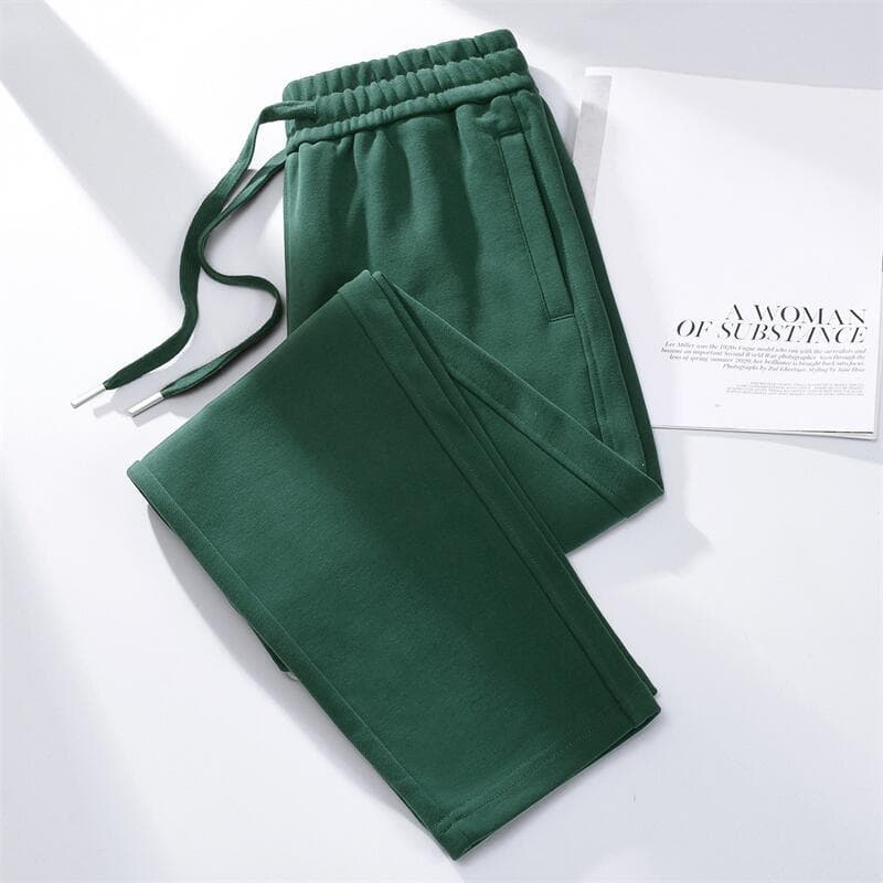 100% Heavyweight Cotton Straight Leg Sweatpants for Women, Casual High-Waist Cotton Pants, Women's Athletic Trousers