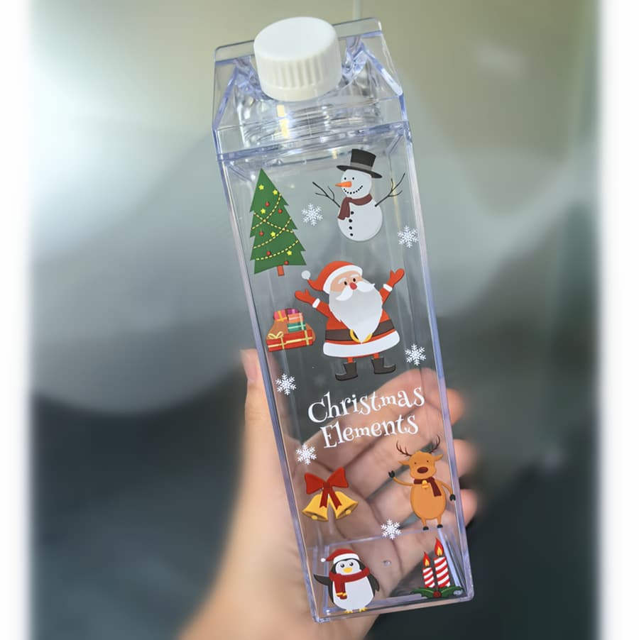 Christmas gift 500ml Amazon best-selling plastic juice cup Japanese square milk cup creative transparent milk