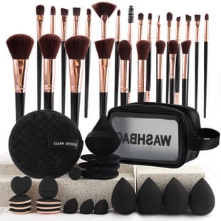 47-Piece Makeup Tool Set with 25-Piece Brush Kit, Wash Bag, Powder Puff, and Travel Set for Cross-Border