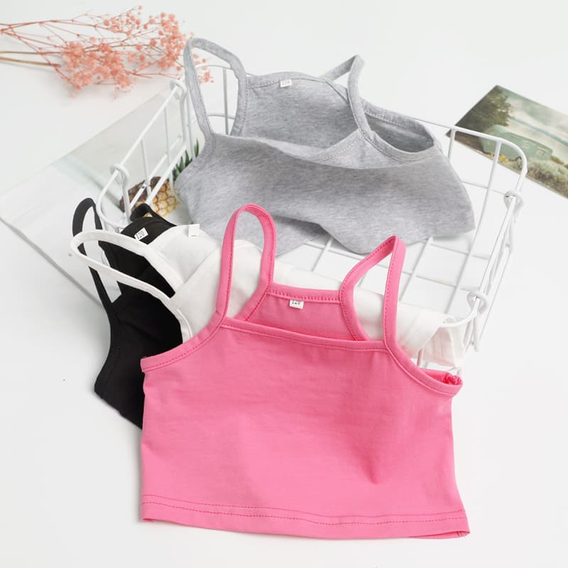 Girls' Sleeveless Vest Inner Cotton Summer Thin Ice Silk Vest for Primary School Students Outerwear for Older Children