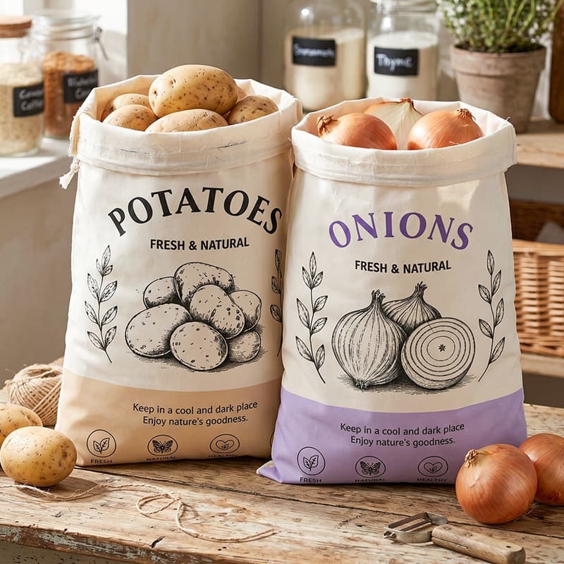 Fruit and Vegetable Storage Cloth Bag Organizer Kitchen Light-Blocking Moisture-Proof Produce Fresh-Keeping Bag Household Large-Capacity Drawstring Storage Bag