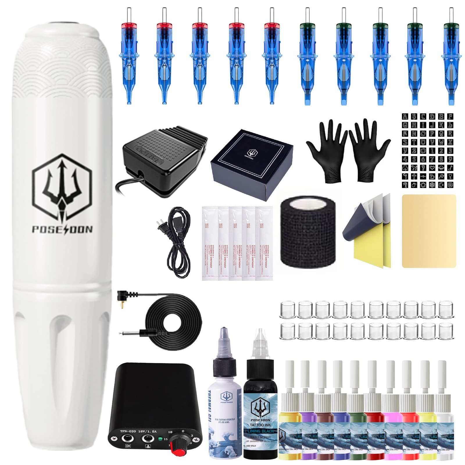 Poseidon Tattoo Equipment White Tattoo Pen Set Lining Shading Integrated Motor Tattoo Machine AliExpress