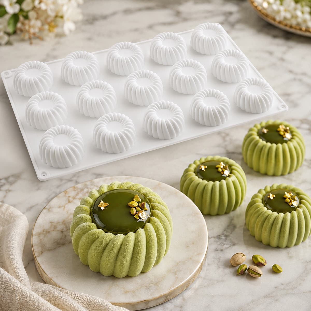 15-Cavity Diagonal Swirl Mousse Cake Mold Baking Chocolate Mold Food-Grade Silicone Mold Cross-Border In Stock