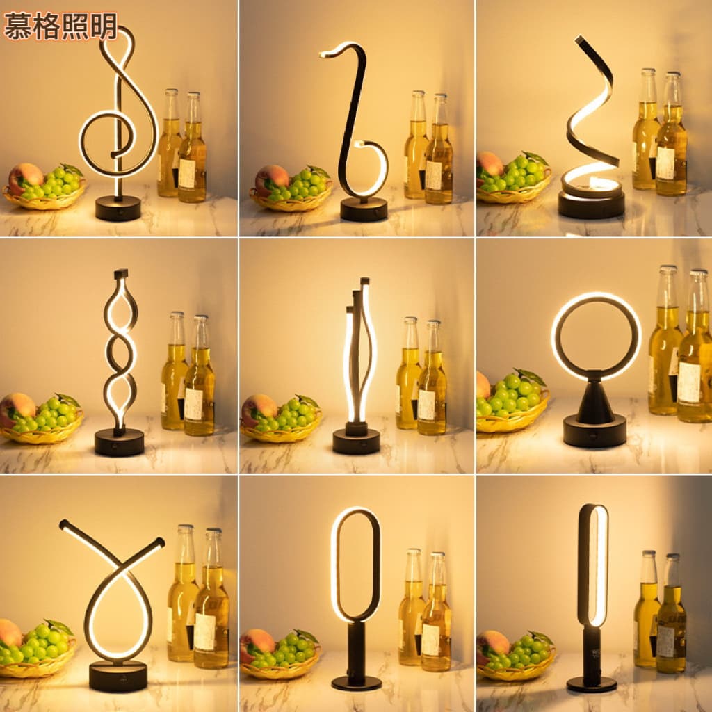 2025 LED Desk Lamp with 3-Color Dimmable Night Light, Creative Restaurant/Cafe Glowing Decorative Table Lamp for Bedside