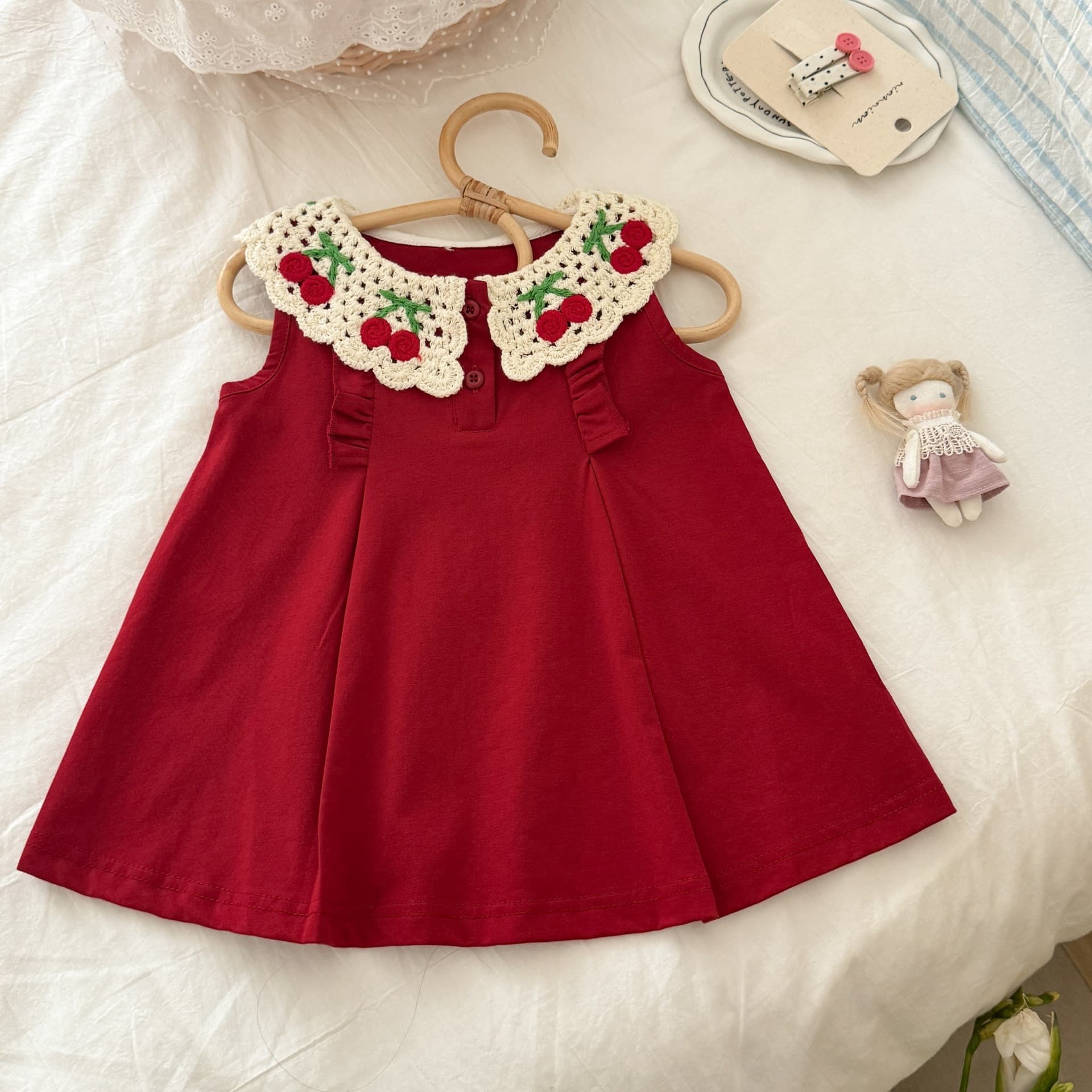 Girls' Dress Summer New Baby Cute Dress First Birthday Red Clothes Kids Birthday Princess Dress