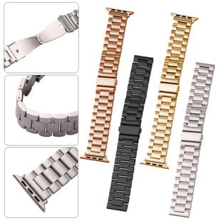 Stainless Steel Three-Link Watch Band Compatible with Samsung, Huawei GT4, Apple Watch 9