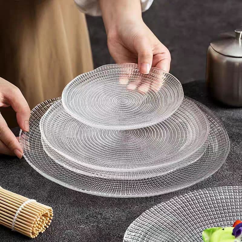 Simple crystal glass fruit plate creative living room coffee table fruit plate modern home tray decorative ornaments oyster plate
