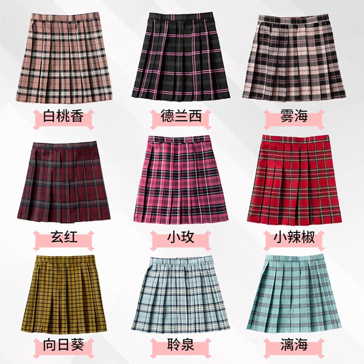 JK Grid Skirt Japanese Pleated Skirt High Waist Half Skirt School Style JK Uniform Fashion Grid Skirt Short Skirt for Women