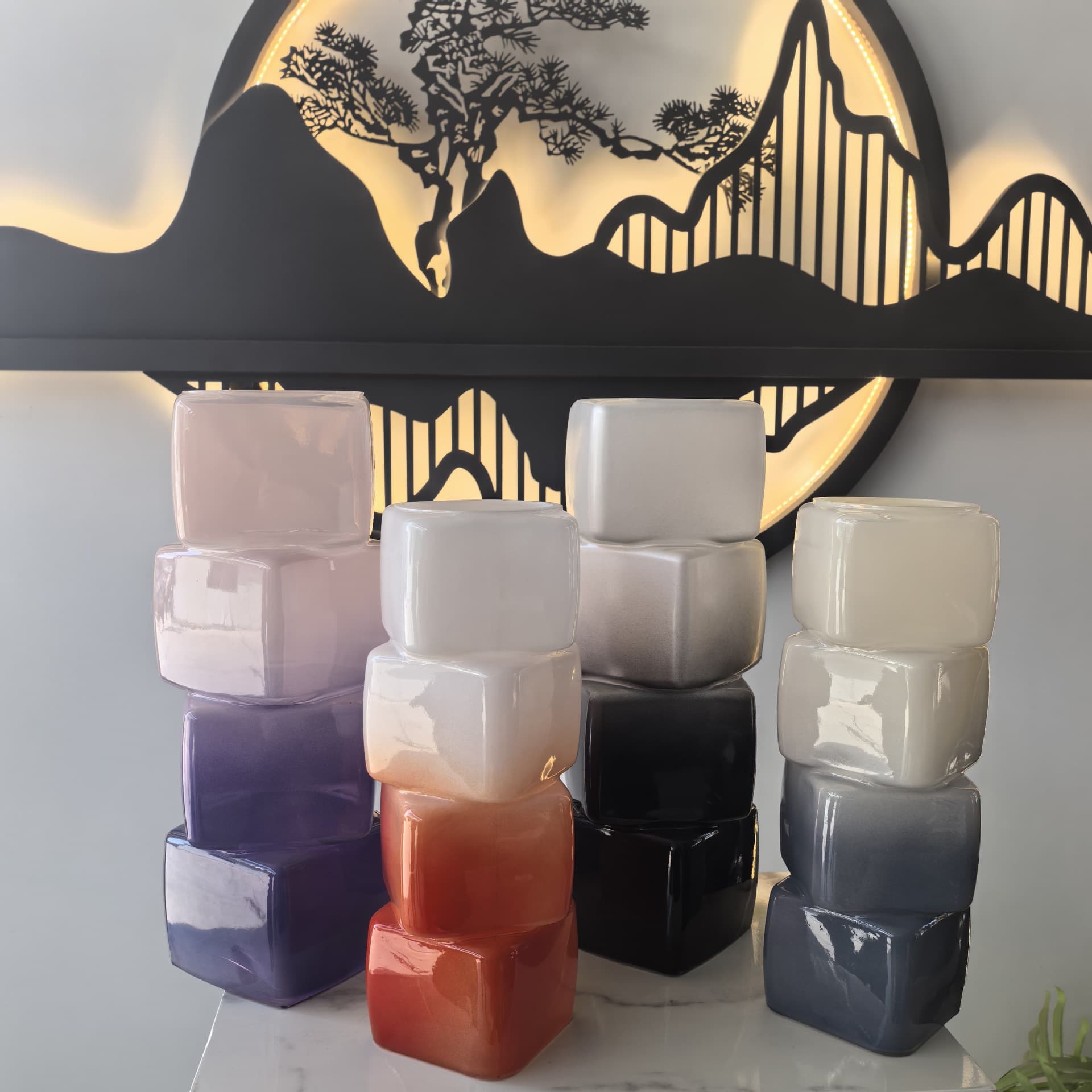 Square-mouth vase, high-end decorative flower vase for home, living room, bedroom, and showroom, stylish and colorful