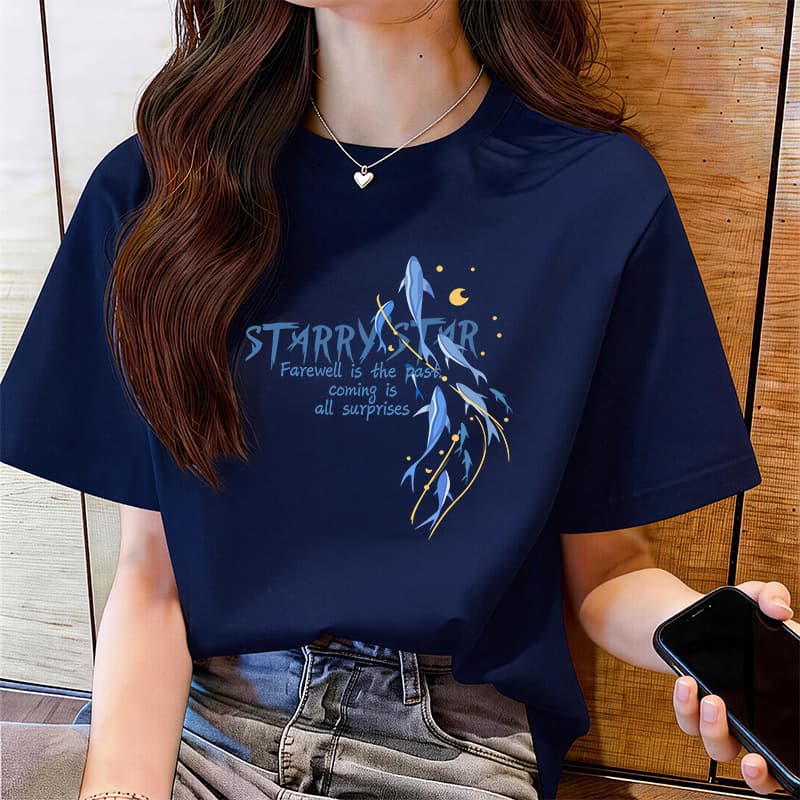Trendy Brand Women's Pure Cotton Short-Sleeved T-Shirt Summer New Style Top Korean Style Fashionable Versatile Loose Casual Style Girls' T-Shirt