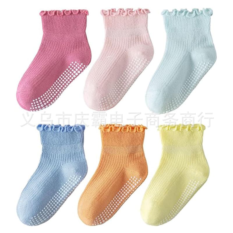 Amazon Spring/Summer Breathable Anti-Slip Dot Grip Floor Socks for Kids, 1-3 Years, Wholesale Multi-Size Stock