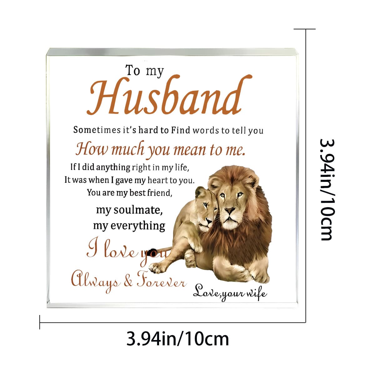 The Lost Lion Creative Square Transparent Acrylic Desktop Ornament I Love You Holiday Decoration Gift