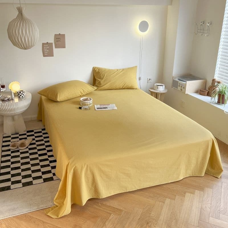 Simple Bed Sheet Set Single Student Dormitory Washed Three-Piece Set Solid Color Double Thick Brushed Factory Wholesale