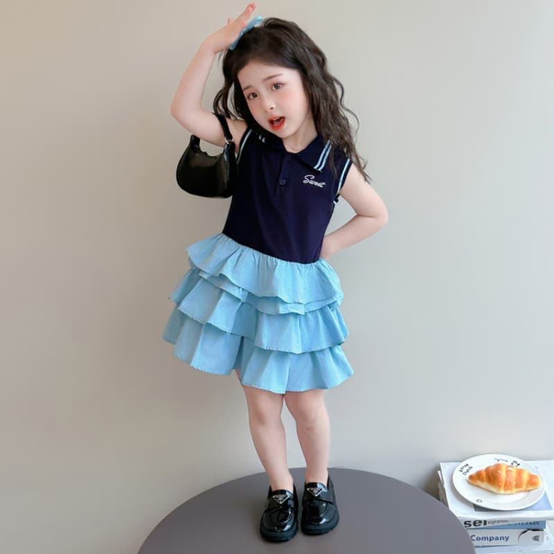 Girls' Dress Children's Cake Skirt Girls' Summer Polo Shirt Short Skirt 2026 New Girls' Summer Sports Skirt