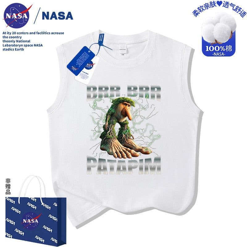 NASA Alien Classic of Mountains and Seas Kids Vest T-Shirt AI Biological Abstract Print Pure Cotton Boys and Girls Inner Top