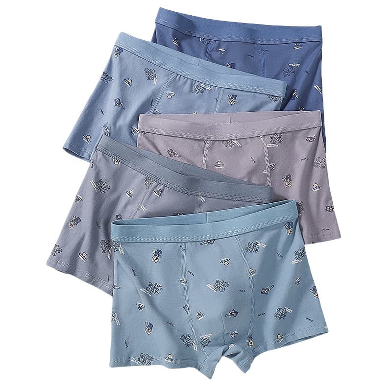 Printed Men's Boxer Briefs, Combed Cotton, 5A Antibacterial, Mid-Rise, Solid Color, Comfortable, Factory Wholesale Men's Boxer Briefs